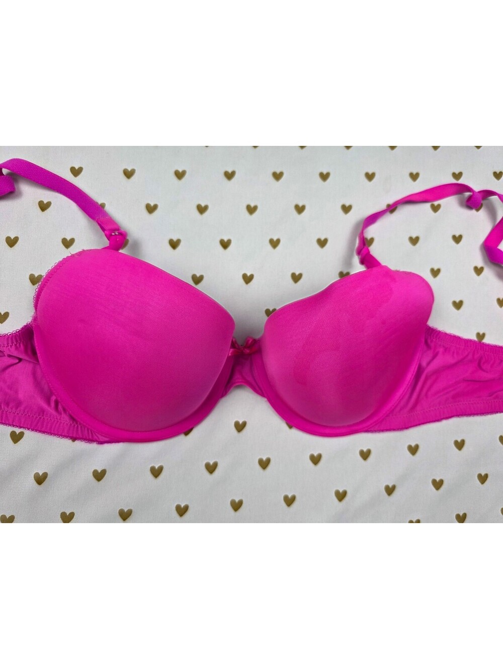 Victorias Secret Bright Pink Dream Angels Lined Demi Balconette Bra 34D